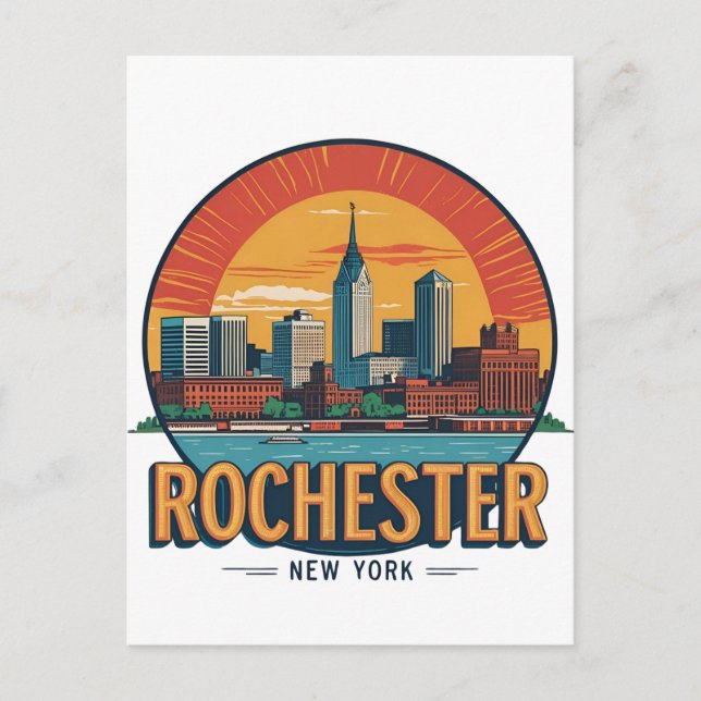 Rochester City Skyline New York USA Postcard (Front)