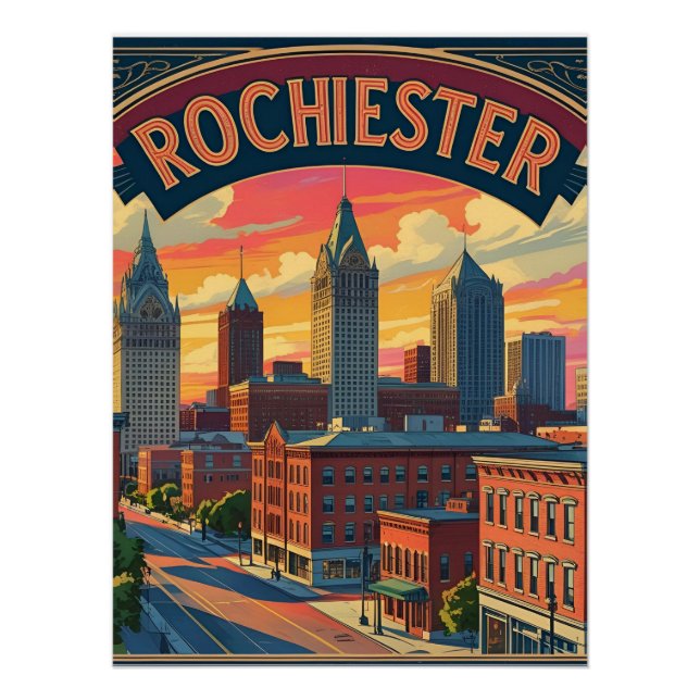Rochester City Skyline New York USA Poster (Front)