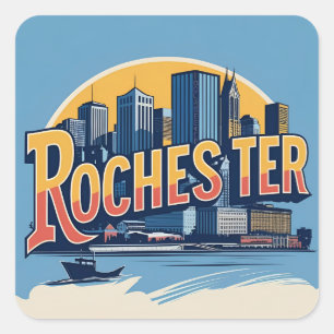Rochester City Skyline New York USA Square Sticker