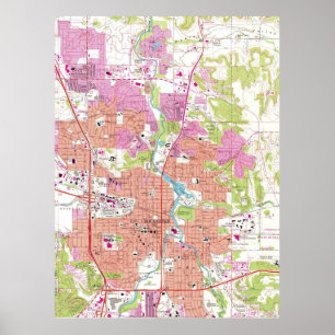 Rochester Michigan Map (1972) Poster