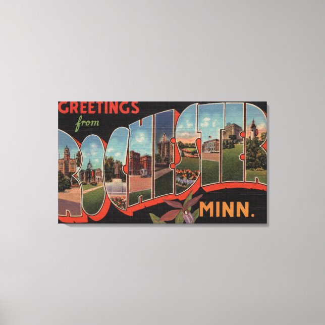 Rochester, Minnesota - Large Letter Scenes 2 Canvas Print (Front)