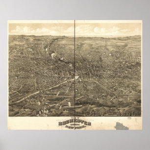 Rochester New York 1879 Antique Panoramic Map Poster