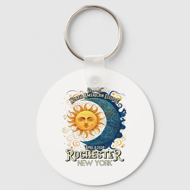Rochester New York 2024 Total Solar Eclipse April  Key Ring (Front)