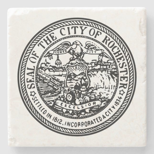 Rochester (New York) City Seal Stone Coaster (Front)