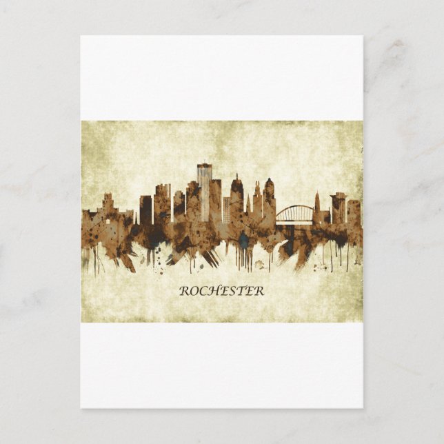 Rochester New York Cityscape Holiday Postcard (Front)