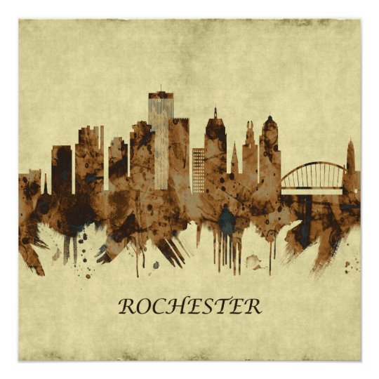 Rochester New York Cityscape Poster Zazzle.co.uk