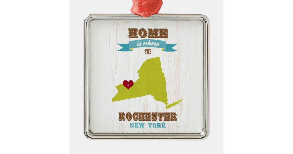 Rochester, New York Map – Home Is Where The Heart Christmas Ornament