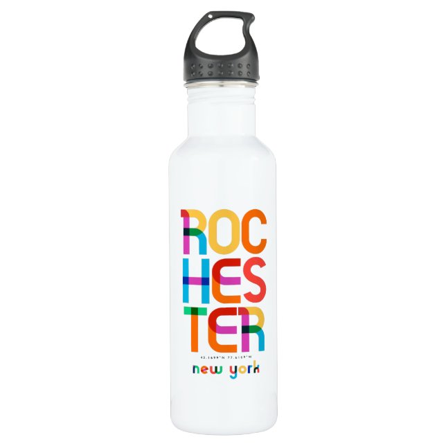 Rochester New York Mid Century, Pop Art, 710 Ml Water Bottle (Front)