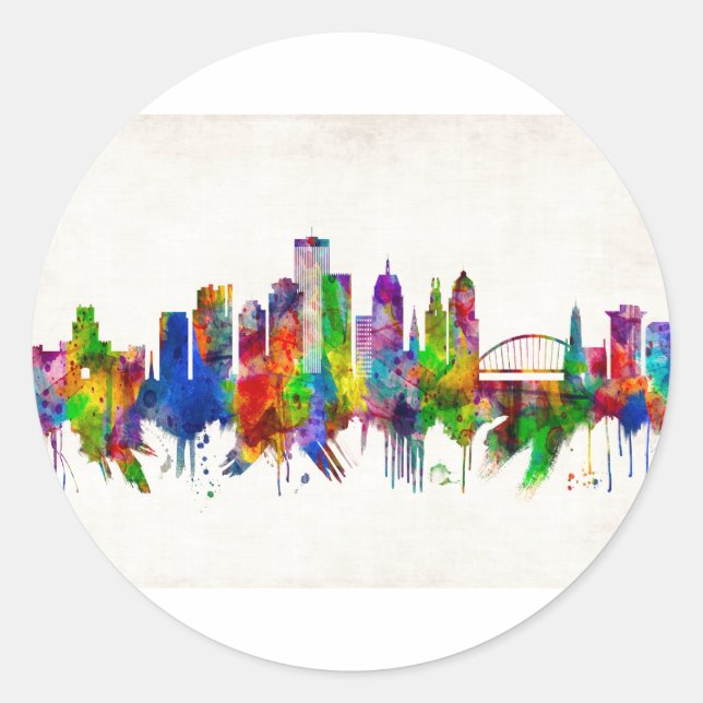 Rochester New York Skyline Classic Round Sticker (Front)