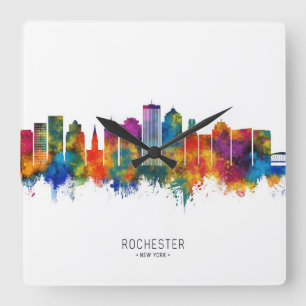 Rochester New York Skyline Square Wall Clock