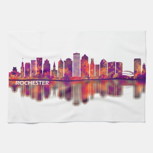 Rochester New York Skyline Tea Towel (Horizontal)