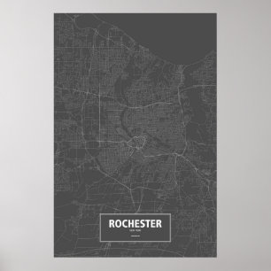 Rochester, New York (white on black) Poster