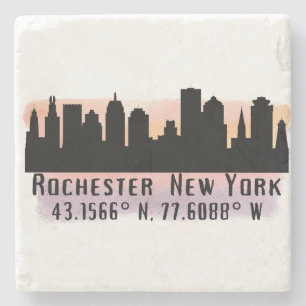 Rochester NY City Skyline  Stone Coaster