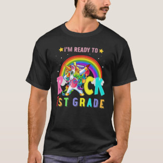 Rock 1St Grade Dabbing Unicorn Back To School Girl T-Shirt