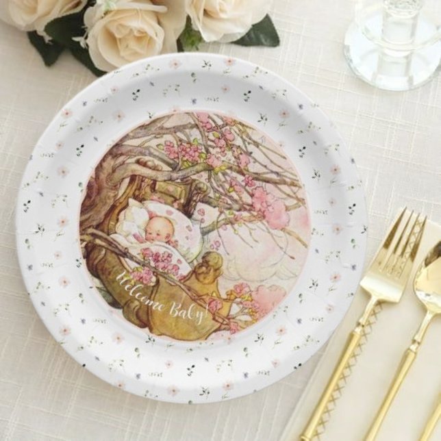 Rock A Bye Baby Nursery Rhyme Baby Shower Paper Plate (Creator Uploaded)