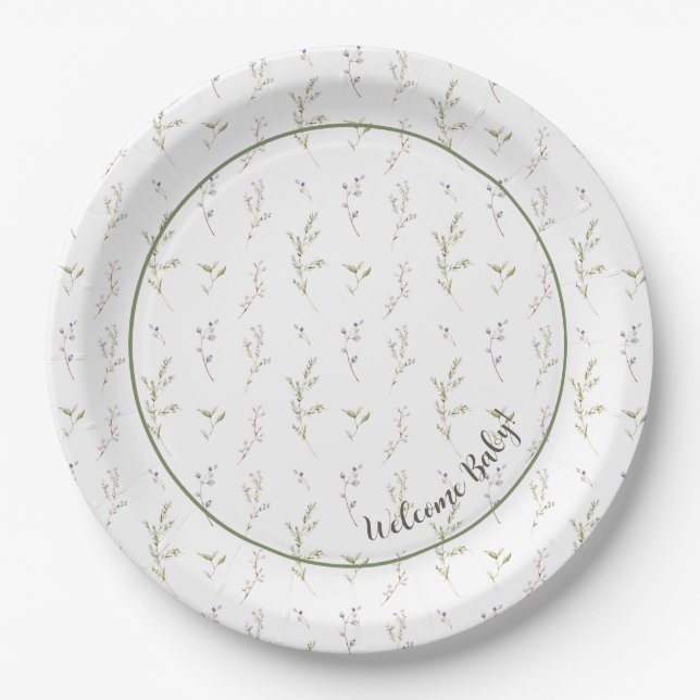 Rock A Bye Baby Nursery Rhyme Baby Shower Paper Plate (Front)