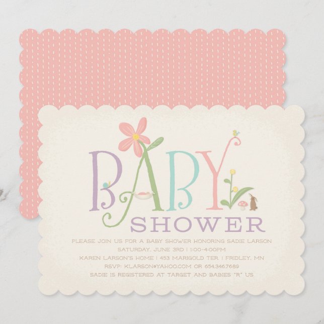 Rock-a-bye Baby Shower Invitation - Pink (Front/Back)