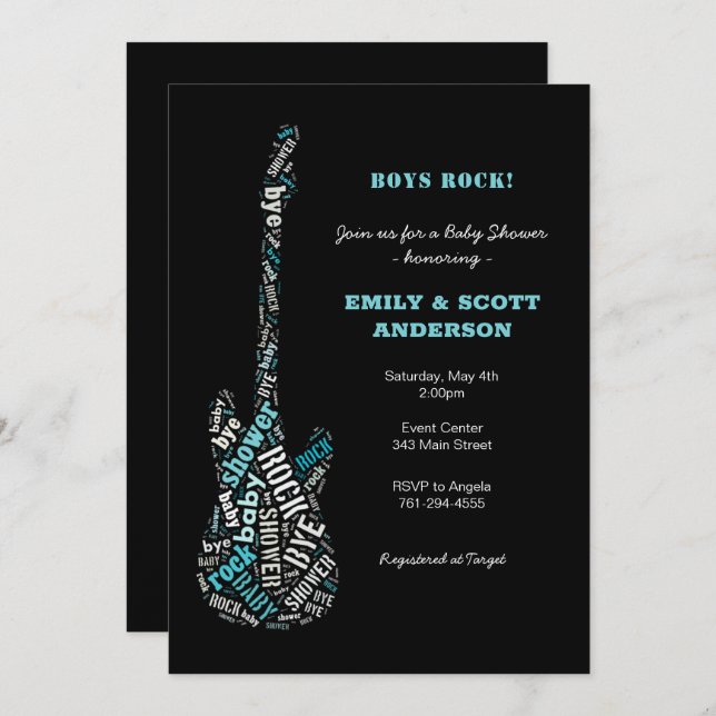 Rock-a-bye Guitar Baby Shower invitation (Front/Back)