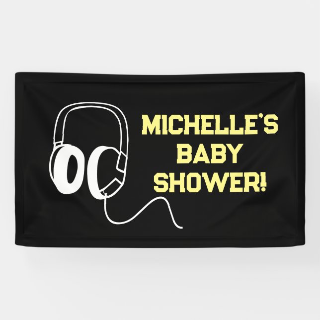 Rock a Bye Rock Star Guitar Baby Shower Banner (Horizontal)