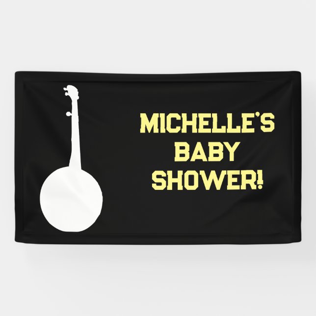 Rock a Bye Rock Star Guitar Baby Shower Banner (Horizontal)
