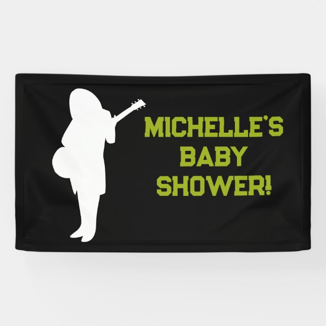 Rock a Bye Rock Star Guitar Baby Shower Banner (Horizontal)