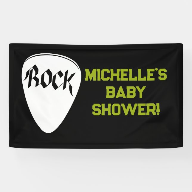 Rock a Bye Rock Star Guitar Baby Shower Banner (Horizontal)