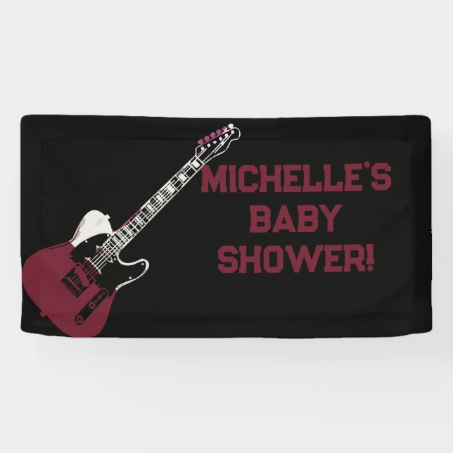 Rock a Bye Rock Star Guitar Baby Shower Banner (Horizontal)
