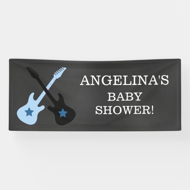 Rock a Bye Rock Star Guitar Baby Shower Banner (Horizontal)