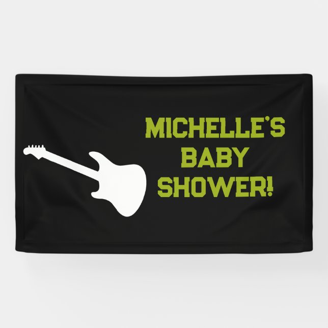 Rock a Bye Rock Star Guitar Baby Shower Banner (Horizontal)