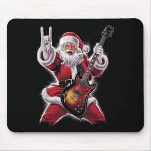 Rock &amp; Roll Christmas Santa Claus Guitar Playe Mouse Mat