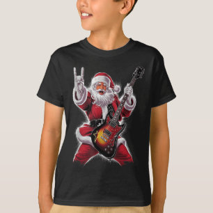 Rock &amp; Roll Christmas Santa Claus Guitar Playe T-Shirt