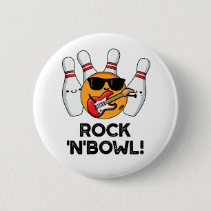 Rock And Bowl Cute Bowling Pun 6 Cm Round Badge