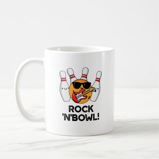 Rock And Bowl Funny Bowling Pun  Coffee Mug (Left)