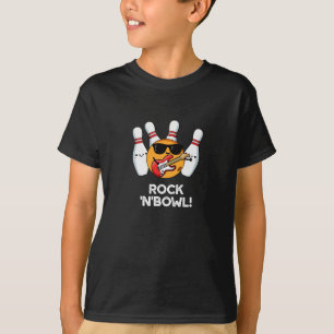 Rock And Bowl Funny Bowling Pun Dark BG T-Shirt