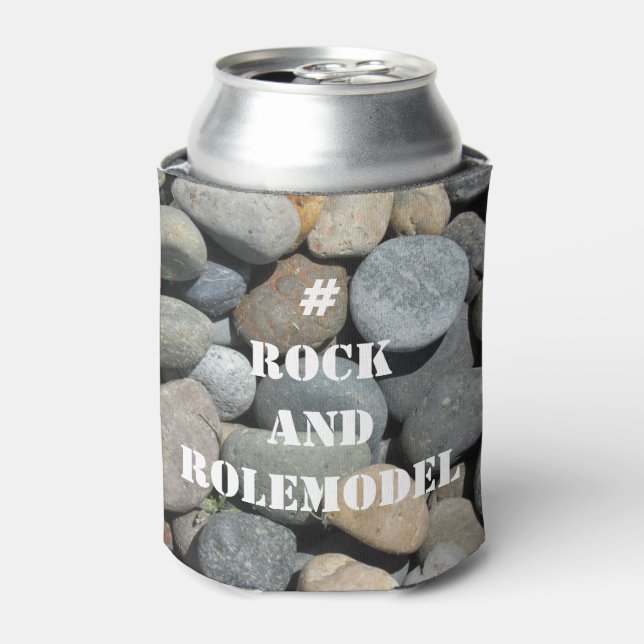 # Rock and Rolemodel - White on Rocks editable. Can Cooler (Can Front)