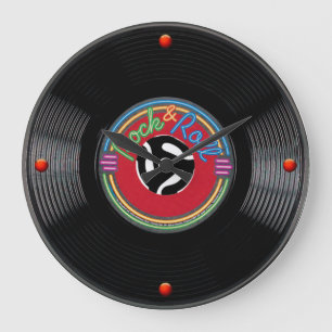 Rock and Roll 45 Record Large Clock
