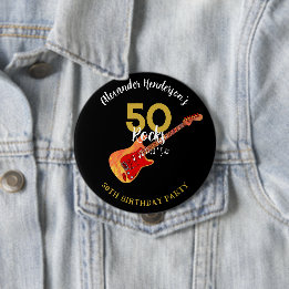 Rock and Roll 50th Birthday Party 10 Cm Round Badge