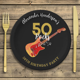 Rock and Roll 50th Birthday Party Paper Plate