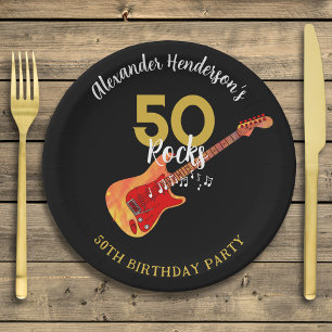 Rock and Roll 50th Birthday Party Paper Plate