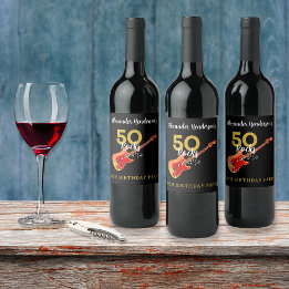 Rock and Roll 50th Birthday Party Wine Label