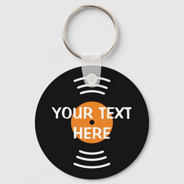 Rock and roll 60s vinyl music record custom round  key ring (Front)