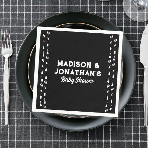 Rock And Roll Baby Shower Edgy Black & White Napkin
