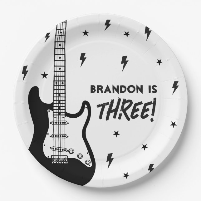 Rock and Roll Birthday Party Paper Plate (Front)