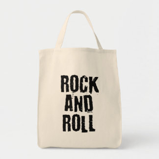 rock and roll bold logo design tote bag
