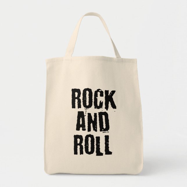 rock and roll bold logo design tote bag (Front)