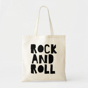rock and roll bold logo design tote bag