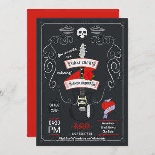 Rock and Roll Chalkboard Bridal Shower Invitation