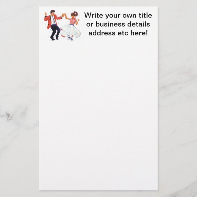 Rock and Roll! Classic 1950s dance nostalgia Stationery (Front)