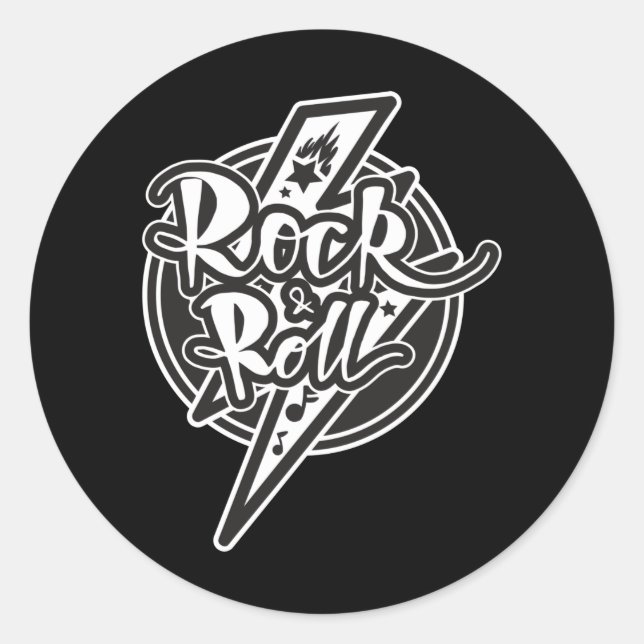 ROCK AND ROLL CLASSIC ROUND STICKER (Front)