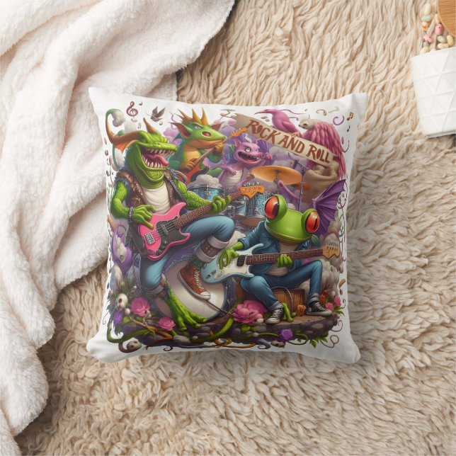 Rock And Roll Creatures Performing Together Cushion (Blanket)